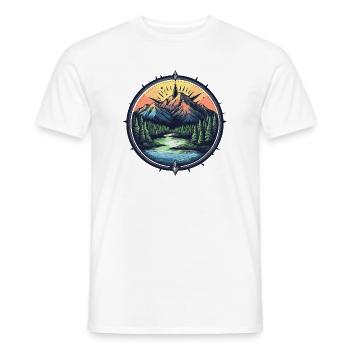 Berge Kompass - Männer T-Shirt - Weiß - Vorne - AI Model Male 178 dark (178cm)