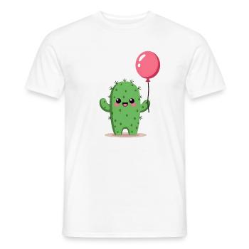 Cactus with balloon - Men's T-Shirt - white - Front - AI Model Male 178 dark (178cm)
