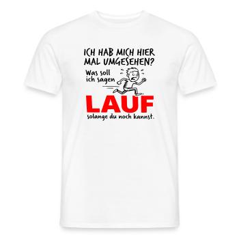 Lauf solange du noch kannst – Lustiges Comic - Männer T-Shirt - Weiß - Vorne - AI Model Male 178 dark (178cm)