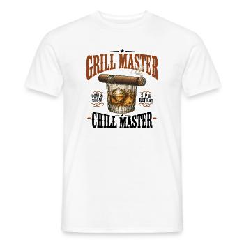 Grillmeister Whisky & Zigarre - Männer T-Shirt - Weiß - Vorne - AI Model Male 178 dark (178cm)