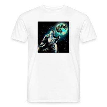 Wolf heult zum Vollmond - Männer T-Shirt - Weiß - Vorne - AI Model Male 178 dark (178cm)