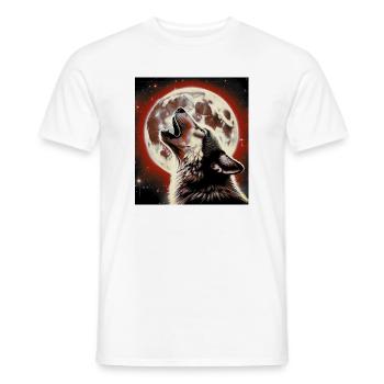 Wolf heult zum Vollmond - Männer T-Shirt - Weiß - Vorne - AI Model Male 178 dark (178cm)