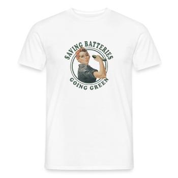 Retro Powerfrau Batterien Go Green Gurke - Männer T-Shirt - Weiß - Vorne - AI Model Male 178 dark (178cm)