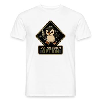 Flight Was Never An Option - Brave Penguin Knife - Men's T-Shirt - white - Front - AI Model Male 178 dark (178cm)