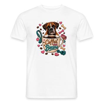 Coffee and Boxers – Boxer Dog Coffee Love - Men's T-Shirt - white - Front - AI Model Male 178 dark (178cm)