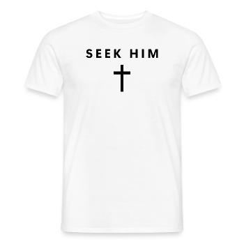 Seek Him Minimalist Faith Jesus Cool Christian - Männer T-Shirt - Weiß - Vorne - AI Model Male 178 dark (178cm)