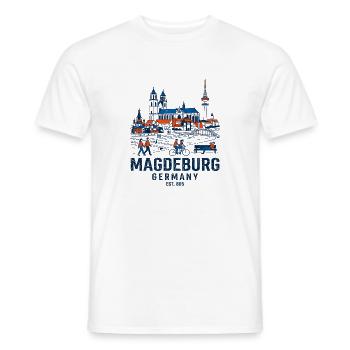 Magdeburg Germany Skyline And Elbe River - Männer T-Shirt - Weiß - Vorne - AI Model Male 178 dark (178cm)