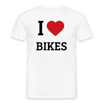 I Love Bikes Saying – Bicycle & Road Bike T-Shirt - Men's T-Shirt - white - Front - AI Model Male 178 dark (178cm)