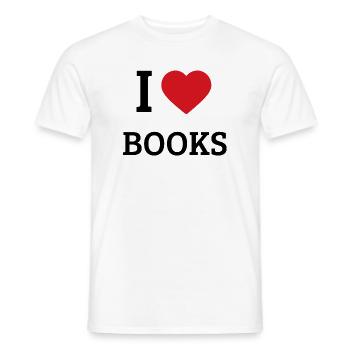 I Love Books Saying – Sweet Books Clothes - Men's T-Shirt - white - Front - AI Model Male 178 dark (178cm)