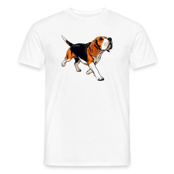 Beagle Adventure Illustration - Men's T-Shirt - white - Front - AI Model Male 178 dark (178cm)