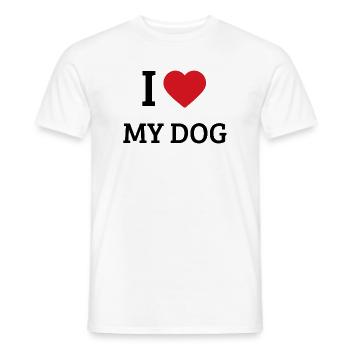 I Love My Dog Saying – Cute Dog Owner Design - Men's T-Shirt - white - Front - AI Model Male 178 dark (178cm)