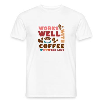 Works well with coffee and love - Men's T-Shirt - white - Front - AI Model Male 178 dark (178cm)