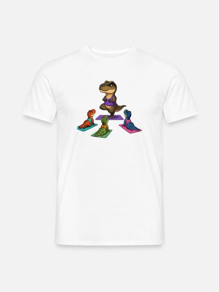 Dino Yoga Leader: Yogamatten Parade - Männer T-Shirt - Weiß