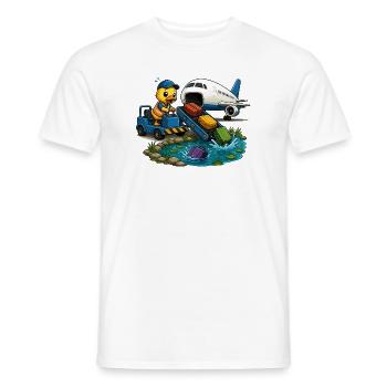 Duck on the tarmac suitcase adventure - Men's T-Shirt - white - Front - AI Model Male 178 dark (178cm)