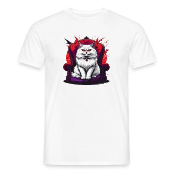 Chat sur chaise style gothique - T-shirt homme - blanc - Devant - AI Model Male 178 dark (178cm)