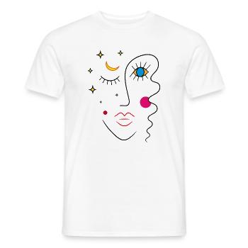 Abstract face day and night - Men's T-Shirt - white - Front - AI Model Male 178 dark (178cm)