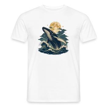 Moonlit Whale Waves - Men's T-Shirt - white - Front - AI Model Male 178 dark (178cm)
