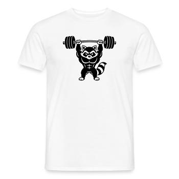 Muscle raton laveur souleve une barre - T-shirt homme - blanc - Devant - AI Model Male 178 dark (178cm)