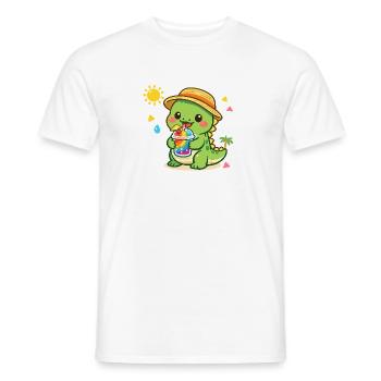 Sonniger Dino mit Eisdrink - Männer T-Shirt - Weiß - Vorne - AI Model Male 178 dark (178cm)