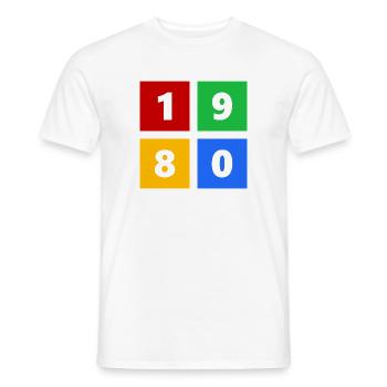 1980 - Männer T-Shirt - Weiß - Vorne - AI Model Male 178 dark (178cm)