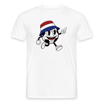 Netherlands Football Fan Retro Comic Mascot - Men's T-Shirt - white - Front - AI Model Male 178 dark (178cm)