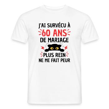 J'ai Survécu 60 Ans Mariage Plus Rien Peur - T-shirt homme - blanc - Devant - AI Model Male 178 dark (178cm)