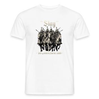 Guerrier équestre d’Empire mongol de Gengis Khan - T-shirt homme - blanc - Devant - AI Model Male 178 dark (178cm)