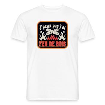 J'peux pas j'ai Feu de Bois - T-shirt homme - blanc - Devant - AI Model Male 178 dark (178cm)