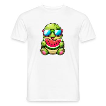 Tortue mignonne avec un motif de dessin animé de pastèque - T-shirt homme - blanc - Devant - AI Model Male 178 dark (178cm)