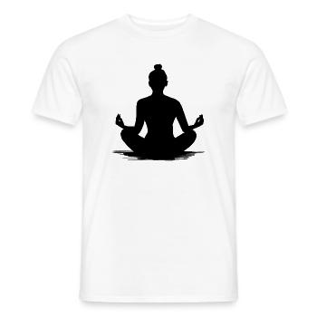 Silhouette Meditierende Frau Yoga - Illustration - Männer T-Shirt - Weiß - Vorne - AI Model Male 178 dark (178cm)