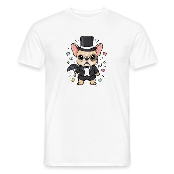Pug Top Hat Monocle Gentleman Four-legged Friend - Men's T-Shirt - white - Front - AI Model Male 178 dark (178cm)