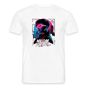 Neon Rebel Cyberpunk Girl - Men's T-Shirt - white - Front - AI Model Male 178 dark (178cm)