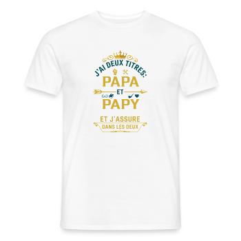 Deux titres Papa et Papy cadeau - T-shirt homme - blanc - Devant - AI Model Male 178 dark (178cm)