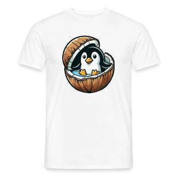 Süßer Pinguin in Kokosnuss Cartoon - Männer T-Shirt - Weiß - Vorne - AI Model Male 178 dark (178cm)