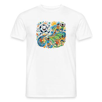 Équipes amusantes de footballeurs, explosion de couleurs dans le monde - T-shirt homme - blanc - Devant - AI Model Male 178 dark (178cm)