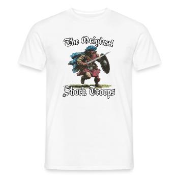 Highland Charge Scottish Warrior Humor Motif - Men's T-Shirt - white - Front - AI Model Male 178 dark (178cm)