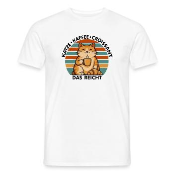 Katze Kaffee Croissant - Männer T-Shirt - Weiß - Vorne - AI Model Male 178 dark (178cm)