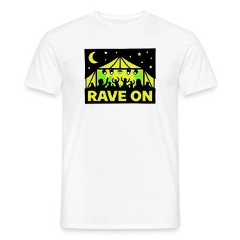 Rave On Festival Tent Techno Party Crew - Men's T-Shirt - white - Front - AI Model Male 178 dark (178cm)