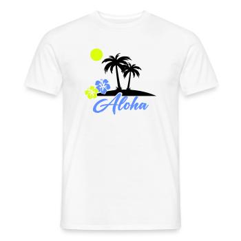 Écriture néon Hibiscus Aloha - T-shirt homme - blanc - Devant - AI Model Male 178 dark (178cm)