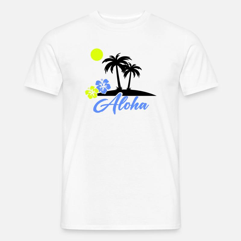 Aloha Hibiskus Neon Script - Männer T-Shirt - Weiß