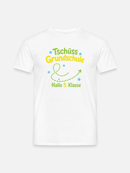 Tschüss Grundschule, Hallo 5. Klasse Papierflieger - Männer T-Shirt - Weiß
