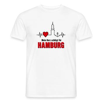 Mein Herz schlägt für Hamburg - Männer T-Shirt - Weiß - Vorne - AI Model Male 178 dark (178cm)