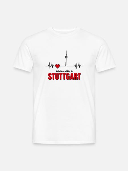 Mein Herz schlägt für Stuttgart - Männer T-Shirt - Weiß