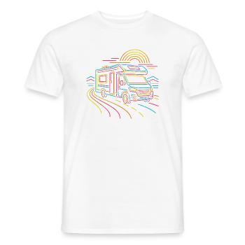 Camper Roadtrip Wohnmobil Retro Neon Shirt - Männer T-Shirt - Weiß - Vorne - AI Model Male 178 dark (178cm)