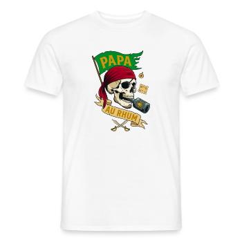 Papa Au Rhum Pirate Crâne Humour Fête Des Pères - T-shirt homme - blanc - Devant - AI Model Male 178 dark (178cm)