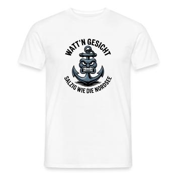  Watt'n Gesicht Salzig Wie Die Nordsee Anker - Männer T-Shirt - Weiß - Vorne - AI Model Male 178 dark (178cm)
