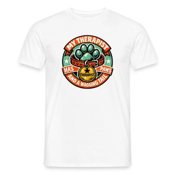 Pfoten-Therapie: Mein Hund als Therapeut - Männer T-Shirt - Weiß - Vorne - AI Model Male 178 dark (178cm)