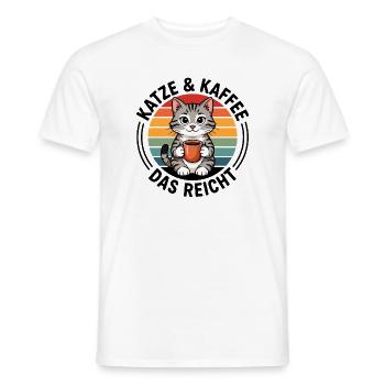Katze und Kaffee das reicht - Männer T-Shirt - Weiß - Vorne - AI Model Male 178 dark (178cm)
