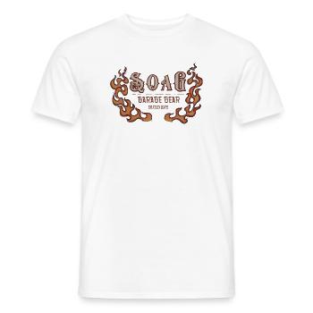 SOAG Garage Gear 1976 Flames Logo - Men's T-Shirt - white - Front - AI Model Male 178 dark (178cm)