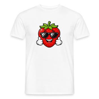 Erdbeere lächelt mit Sonnenbrille cool - Männer T-Shirt - Weiß - Vorne - AI Model Male 178 dark (178cm)